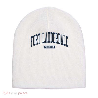 Fort Lauderdale Florida Fl College University Style Navy Short Acrylic Beanie