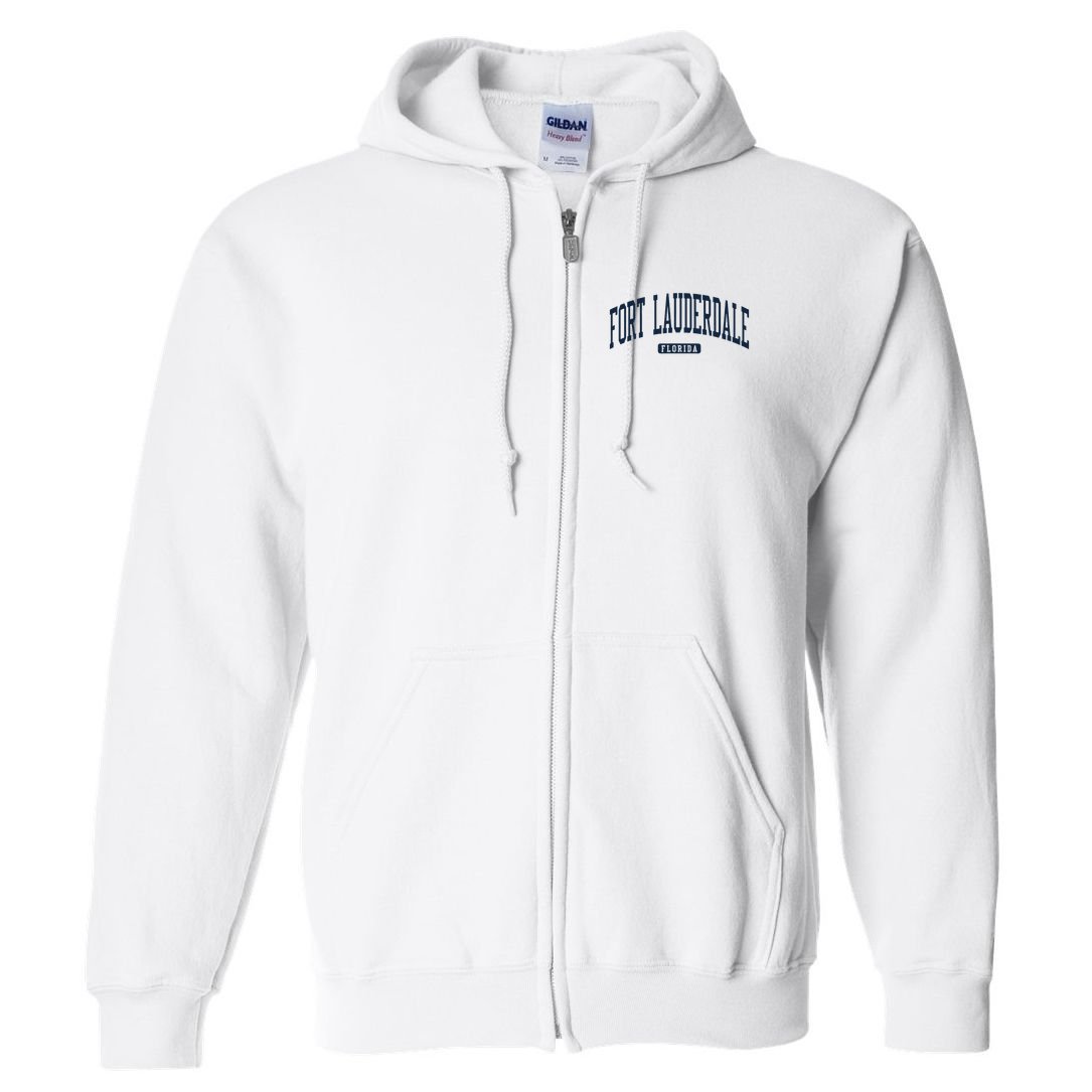 Fort Lauderdale Florida Fl College University Style Navy Full Zip Hoodie