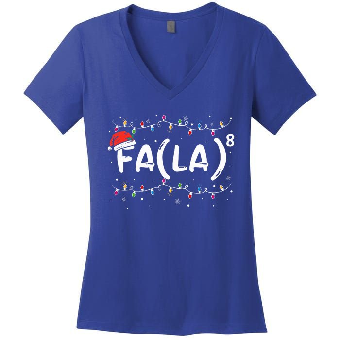 FA (LA)8 Funny Christmas Santa Fa La Math Teacher Women's V-Neck T-Shirt