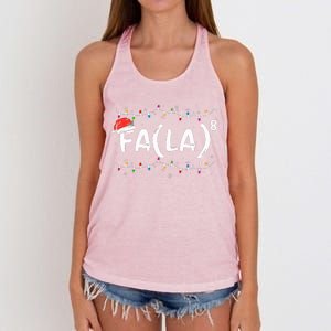 FA (LA)8 Funny Christmas Santa Fa La Math Teacher Women's Knotted Racerback Tank