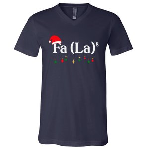 Fa (La)8 Funny Christmas Santa Fa La Math Teacher Student V-Neck T-Shirt