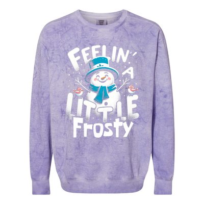 Feelin Little Frosty Snowman Merry Christmas Colorblast Crewneck Sweatshirt