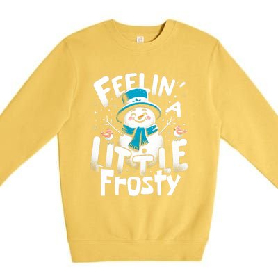 Feelin Little Frosty Snowman Merry Christmas Premium Crewneck Sweatshirt