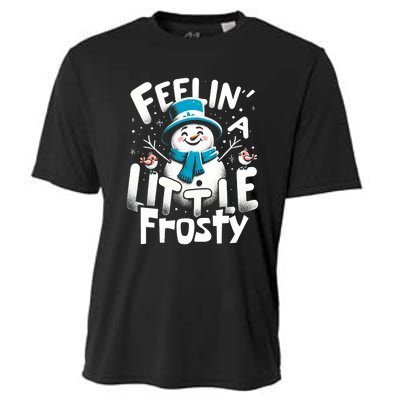 Feelin Little Frosty Snowman Merry Christmas Cooling Performance Crew T-Shirt