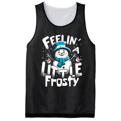 Feelin Little Frosty Snowman Merry Christmas Mesh Reversible Basketball Jersey Tank