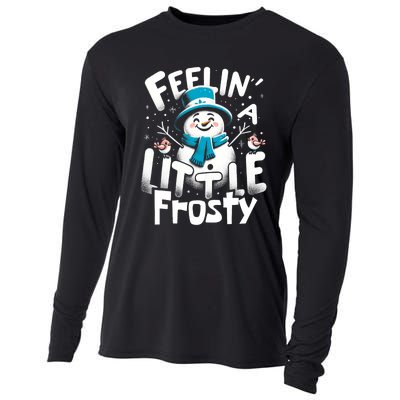 Feelin Little Frosty Snowman Merry Christmas Cooling Performance Long Sleeve Crew