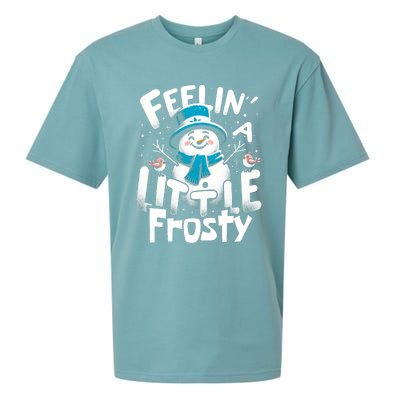 Feelin Little Frosty Snowman Merry Christmas Sueded Cloud Jersey T-Shirt