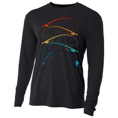 Fishing Lover Fisherman Retro Angling Angler Fishing Cooling Performance Long Sleeve Crew