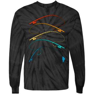 Fishing Lover Fisherman Retro Angling Angler Fishing Tie-Dye Long Sleeve Shirt