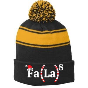 Fa (La)8 Funny Christmas Santa Fa La Math Teacher Student Stripe Pom Pom Beanie