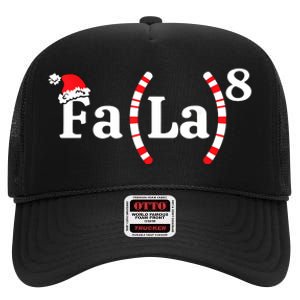 Fa (La)8 Funny Christmas Santa Fa La Math Teacher Student High Crown Mesh Back Trucker Hat