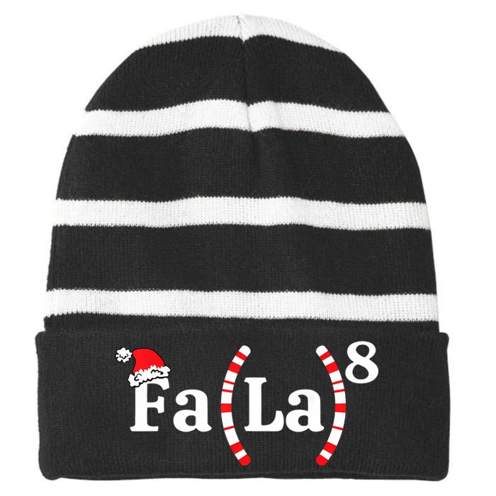 Fa (La)8 Funny Christmas Santa Fa La Math Teacher Student Striped Beanie with Solid Band