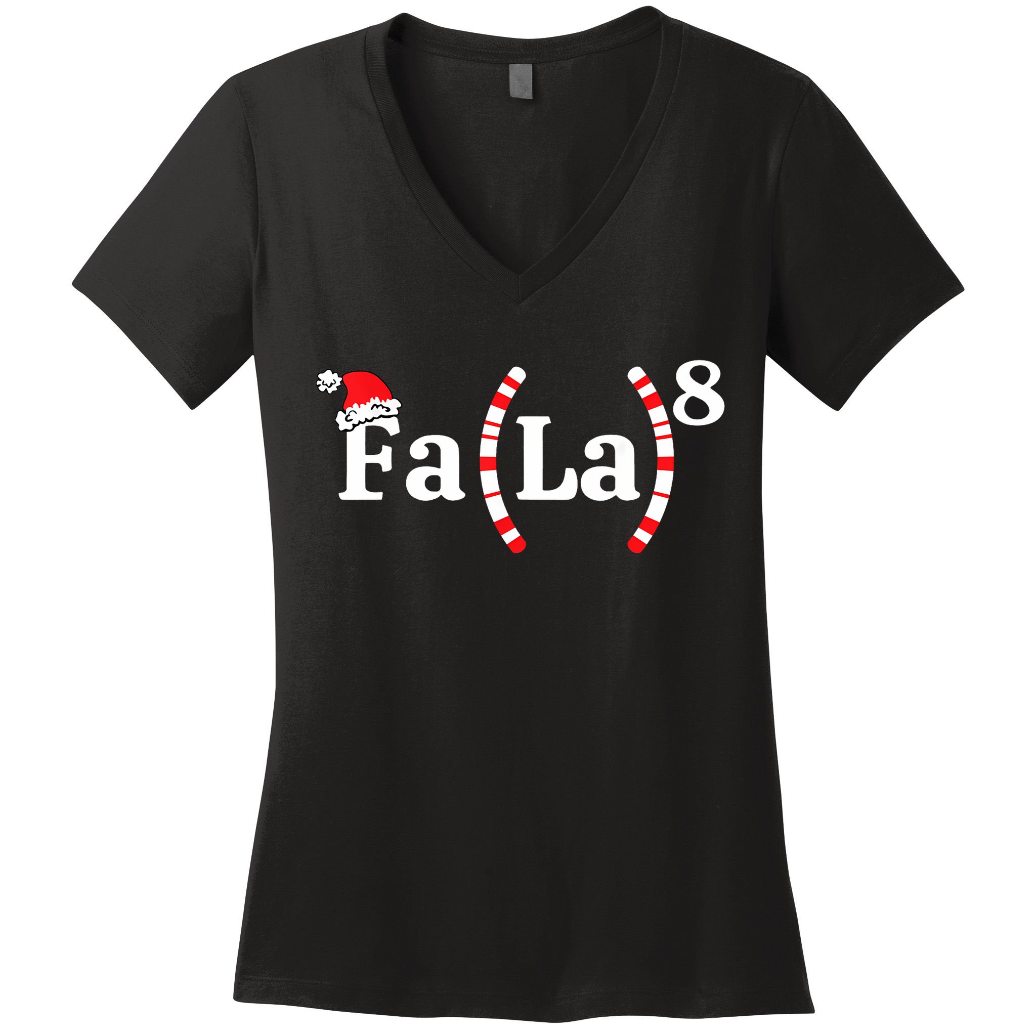 Fa (La)8 Funny Christmas Santa Fa La Math Teacher Student Women's V-Neck T-Shirt