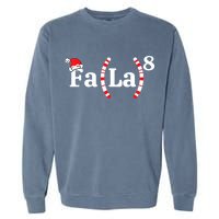 Fa (La)8 Funny Christmas Santa Fa La Math Teacher Student Garment-Dyed Sweatshirt
