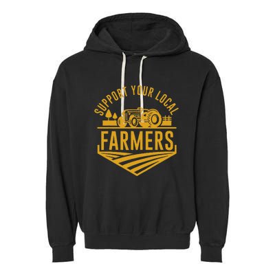 Farm Local Food Patriotic Farming Gift Idea Farmer Garment-Dyed Fleece Hoodie