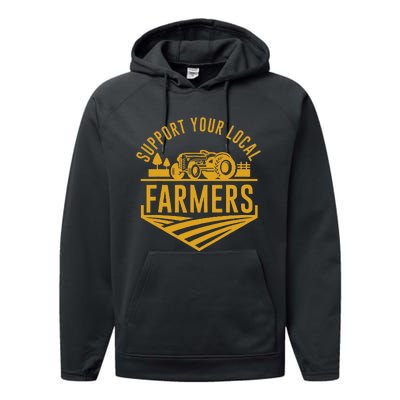 Farm Local Food Patriotic Farming Gift Idea Farmer Performance Fleece Hoodie