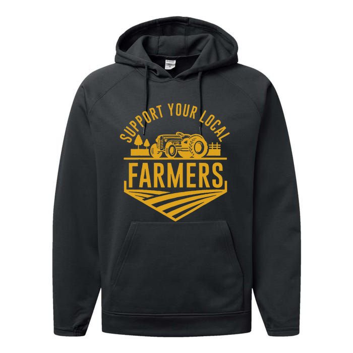 Farm Local Food Patriotic Farming Gift Idea Farmer Performance Fleece Hoodie