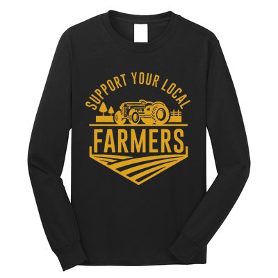 Farm Local Food Patriotic Farming Gift Idea Farmer Long Sleeve Shirt