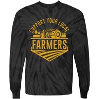 Farm Local Food Patriotic Farming Gift Idea Farmer Tie-Dye Long Sleeve Shirt