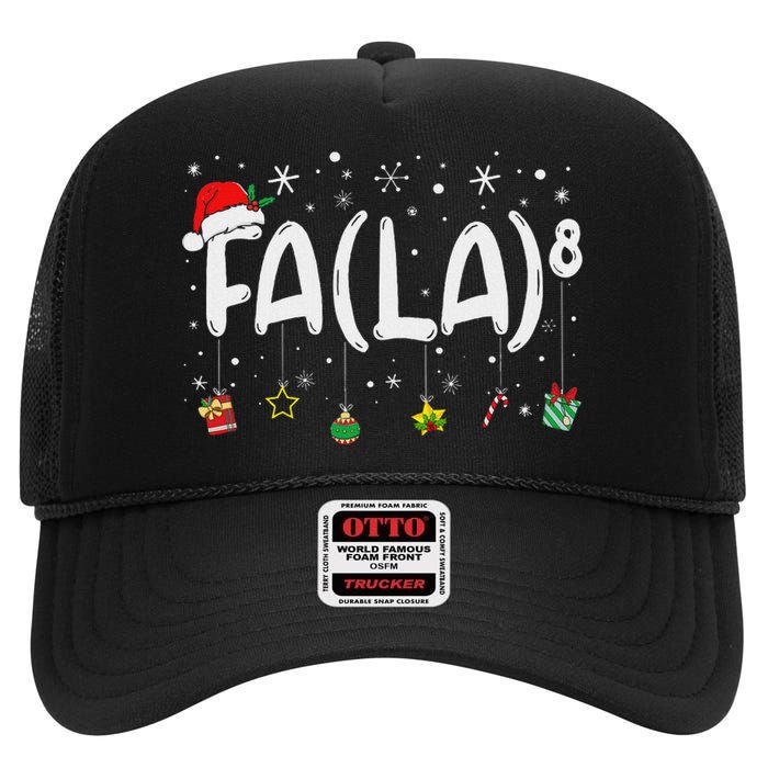 Fa (La)8 Funny Christmas Santa Fa La Math Teacher Women High Crown Mesh Back Trucker Hat