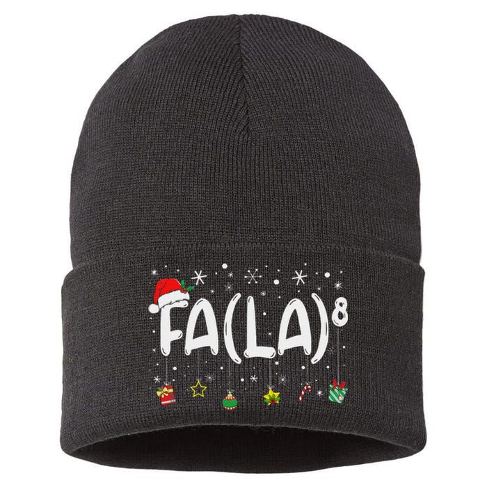 Fa (La)8 Funny Christmas Santa Fa La Math Teacher Women Sustainable Knit Beanie