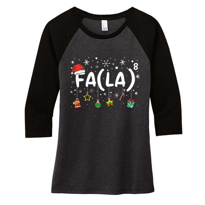 Fa (La)8 Funny Christmas Santa Fa La Math Teacher Women's Tri-Blend 3/4-Sleeve Raglan Shirt