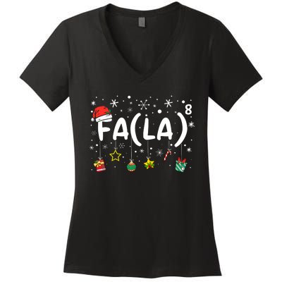 Fa (La)8 Funny Christmas Santa Fa La Math Teacher Women's V-Neck T-Shirt