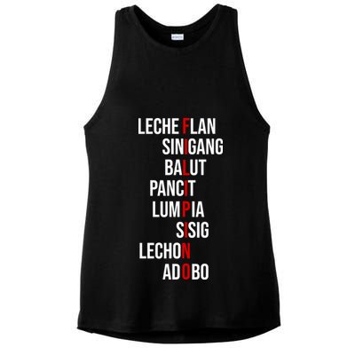 Filipino Lech Flan Sinigang Balut Pancit Lumpia Sisig Lechon Adobo Ladies PosiCharge Tri-Blend Wicking Tank