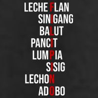 Filipino Lech Flan Sinigang Balut Pancit Lumpia Sisig Lechon Adobo 7 Panel Mesh Trucker Snapback Hat