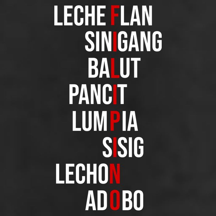 Filipino Lech Flan Sinigang Balut Pancit Lumpia Sisig Lechon Adobo 7 Panel Mesh Trucker Snapback Hat