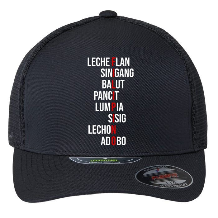 Filipino Lech Flan Sinigang Balut Pancit Lumpia Sisig Lechon Adobo Flexfit Unipanel Trucker Cap