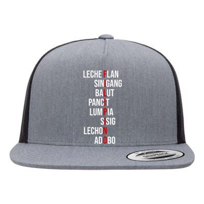 Filipino Lech Flan Sinigang Balut Pancit Lumpia Sisig Lechon Adobo Flat Bill Trucker Hat