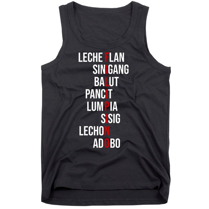 Filipino Lech Flan Sinigang Balut Pancit Lumpia Sisig Lechon Adobo Tank Top