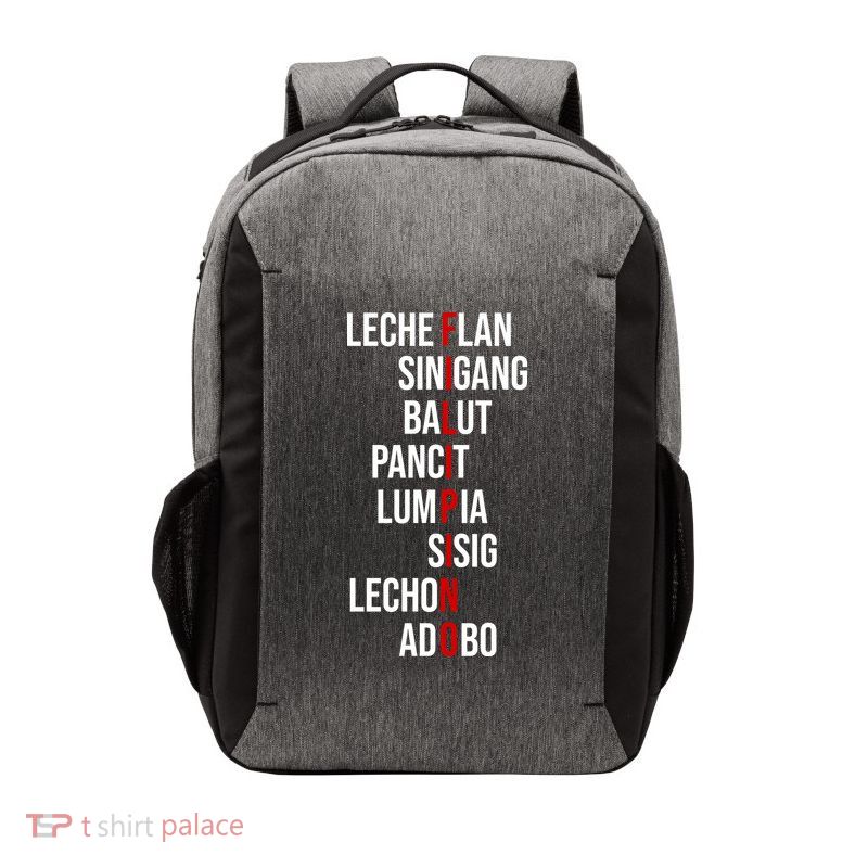 Filipino Lech Flan Sinigang Balut Pancit Lumpia Sisig Lechon Adobo Vector Backpack