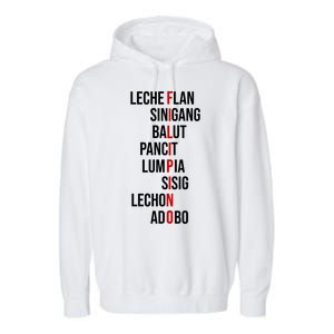 Filipino Lech Flan Sinigang Balut Pancit Lumpia Sisig Lechon Adobo Garment-Dyed Fleece Hoodie