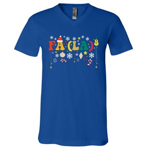 Fa (La)8 Funny Christmas Santa Fa La 8 Xmas Math Teacher Funny Gift V-Neck T-Shirt