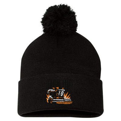 Farm Life For Me Tractor Pom Pom 12in Knit Beanie
