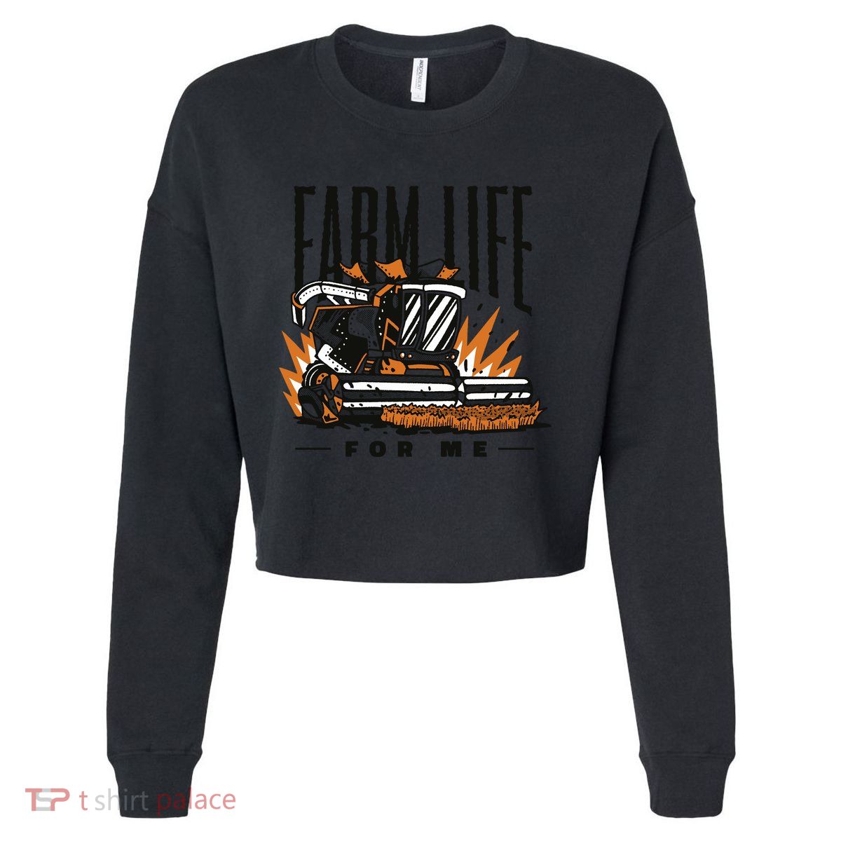 Farm Life For Me Tractor Cropped Pullover Crew