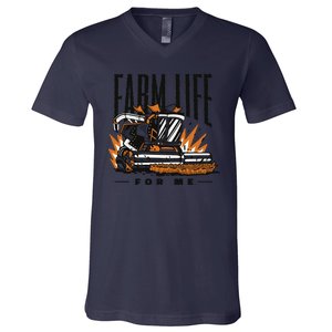 Farm Life For Me Tractor V-Neck T-Shirt