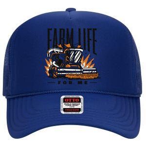 Farm Life For Me Tractor High Crown Mesh Back Trucker Hat