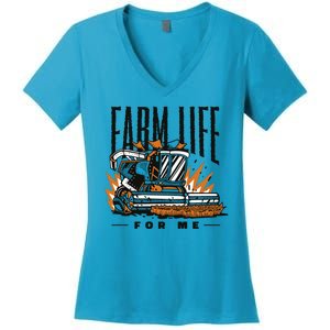 Farm Life For Me Tractor Women's V-Neck T-Shirt