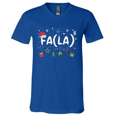 FA (LA)8 Funny Christmas Santa Fa La Math Teacher V-Neck T-Shirt