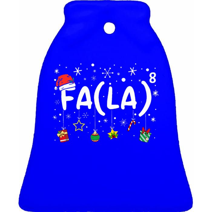 FA (LA)8 Funny Christmas Santa Fa La Math Teacher Ceramic Bell Ornament