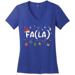 FA (LA)8 Funny Christmas Santa Fa La Math Teacher Women's V-Neck T-Shirt