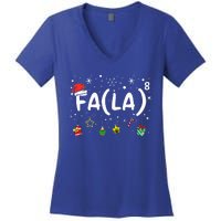 FA (LA)8 Funny Christmas Santa Fa La Math Teacher Women's V-Neck T-Shirt