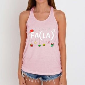 FA (LA)8 Funny Christmas Santa Fa La Math Teacher Women's Knotted Racerback Tank