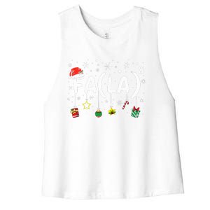 FA (LA)8 Funny Christmas Santa Fa La Math Teacher Women's Racerback Cropped Tank