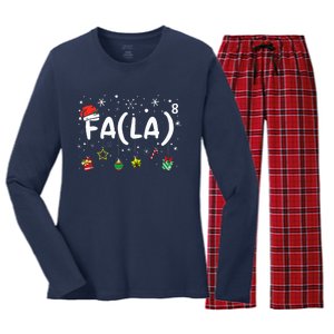 FA (LA)8 Funny Christmas Santa Fa La Math Teacher Women's Long Sleeve Flannel Pajama Set 