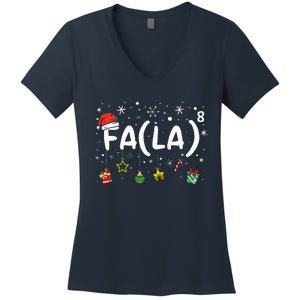 FA (LA)8 Funny Christmas Santa Fa La Math Teacher Women's V-Neck T-Shirt