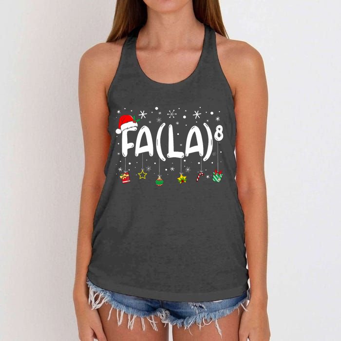 Fa (La)8 Funny Christmas Santa Fa La Math Teacher Women's Knotted Racerback Tank